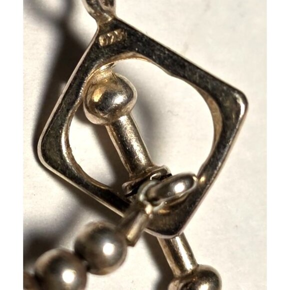 Vintage Necklace Sterling Silver & Crystal Beaded With Toggle Clasp - Picture 2 of 4